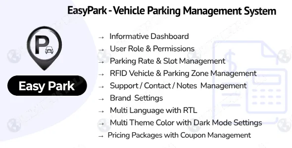 EasyPark SaaS v1.5 – Vehicle Parking Management System PHP Script